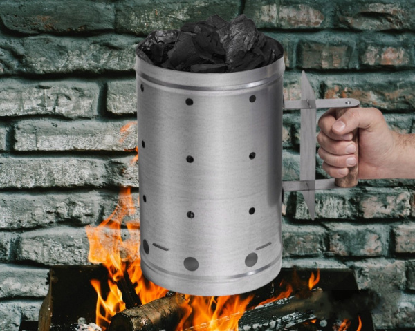 Стартер для розжига угля, 10 литров / Оцинкованная сталь, защитный экран